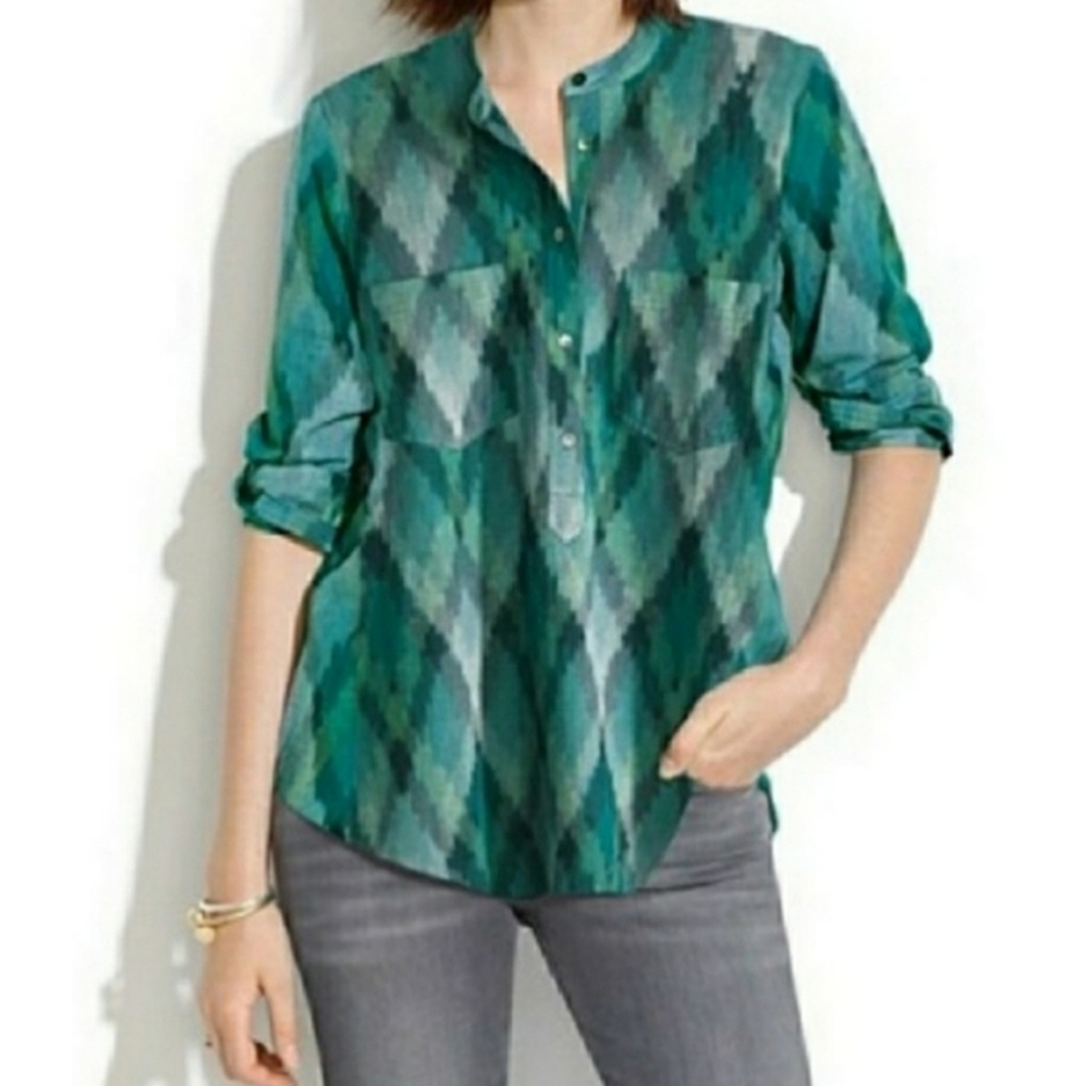 MADEWELL Wellspring Popover Tunic In Pixel Ikat EUC sz XS - Picture 8 of 8